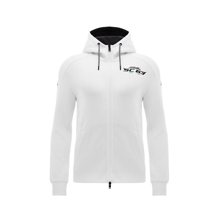 Sweat à capuche zippé Lamborghini Squadro Corse SC63 blanc