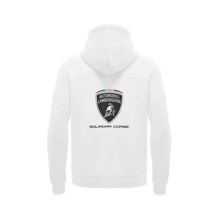 Sweat à capuche zippé Lamborghini Squadro Corse SC63 blanc