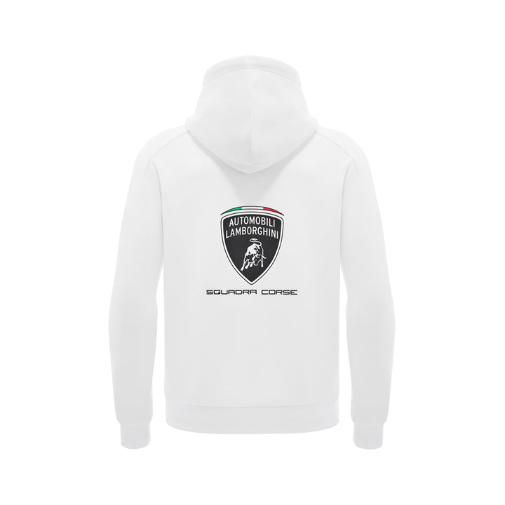 Sweat à capuche zippé Lamborghini Squadro Corse SC63 blanc