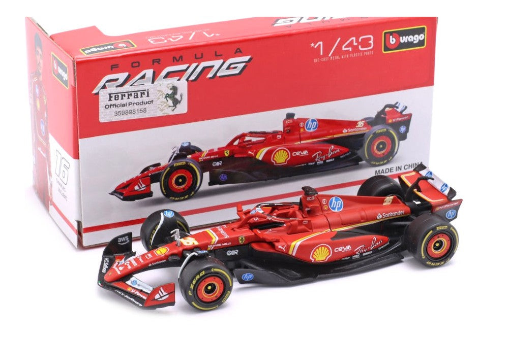 Burago Scuderia Ferrari SF-24 n° 16 Charles Leclerc Vainqueur du GP de Monaco 2024 1:43