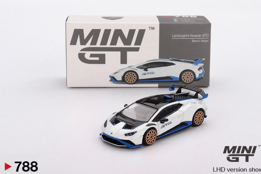 Mini GT Lamborghini Huracán STO 2023 Bianco Asopo