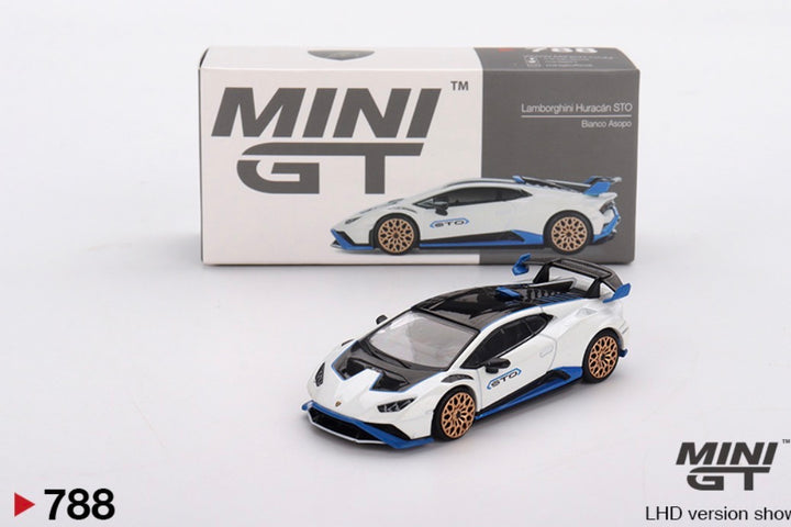 Mini GT Lamborghini Huracán STO 2023 Bianco Asopo