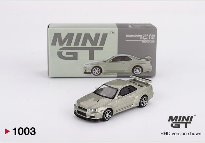 Mini GT Nissan Skyline GT-R (R34) V-Spec II Nür Millenium Jade