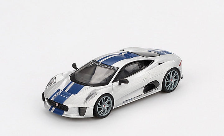 Mini GT Jaguar C-X75 2010 Argent/Bande Bleue