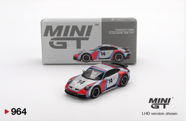 Mini GT Porsche 992 Dakar Rally 1978 Tribute 2024 Ice Grey Metallic