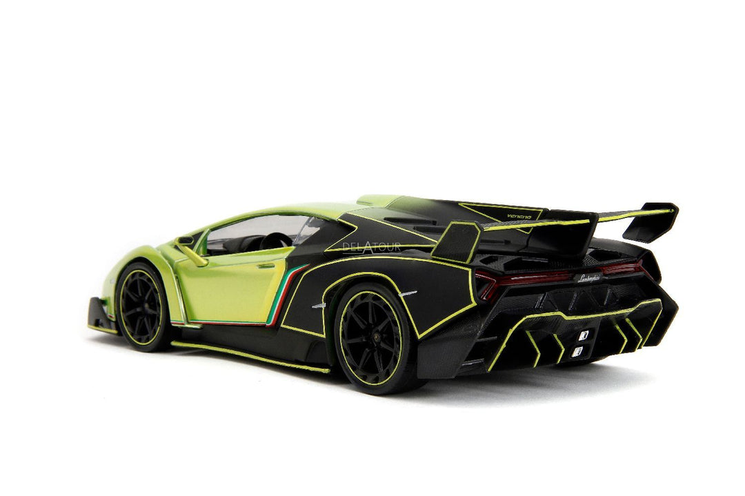 Jada Lamborghini Veneno vert et rose, pneus lisses
