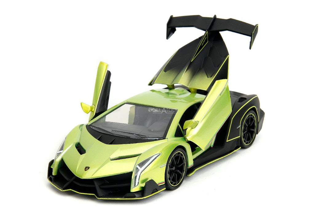 Jada Lamborghini Veneno vert et rose, pneus lisses