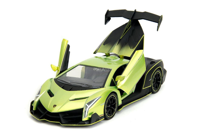 Jada Lamborghini Veneno vert et rose, pneus lisses