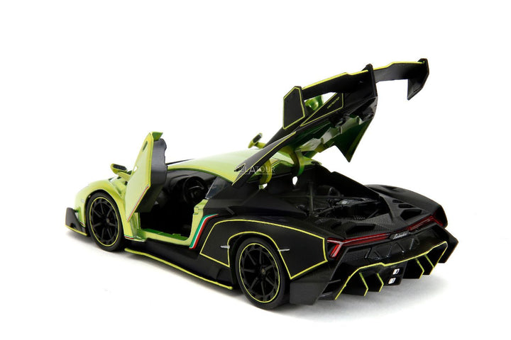 Jada Lamborghini Veneno vert et rose, pneus lisses