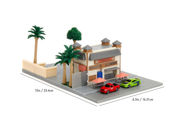 Diorama de café Jada Toretto avec Ford F-151 et Mitsubishi Eclipse