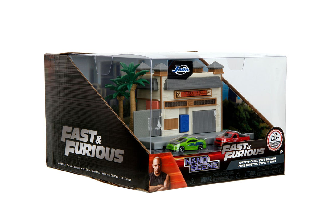 Diorama de café Jada Toretto avec Ford F-151 et Mitsubishi Eclipse