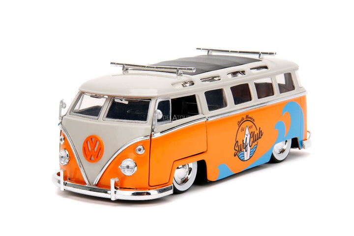 Jada Volkswagen Bus with surfboard Orange Punch Buggy