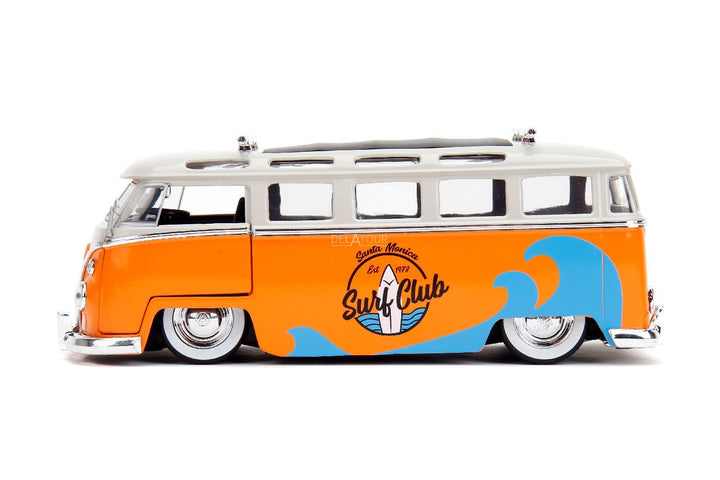 Jada Volkswagen Bus with surfboard Orange Punch Buggy