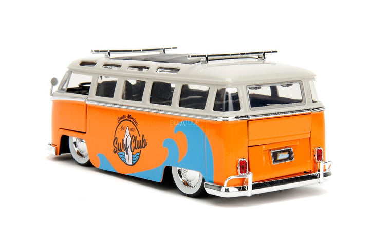 Jada Volkswagen Bus with surfboard Orange Punch Buggy