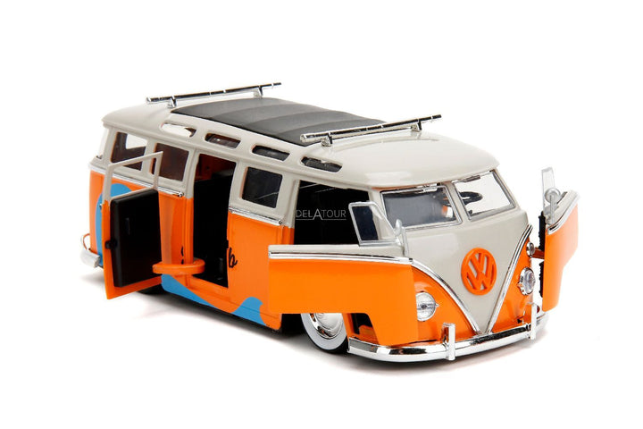 Jada Volkswagen Bus with surfboard Orange Punch Buggy