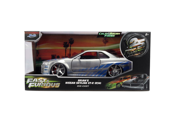 Jada Brian´s Nissan Skyline GT-R R34 Brushed Zilver Fast &amp; Furious