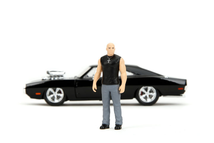 Jada Dom &amp; Dodge Charger avec figurine Noir Fast &amp; Furious