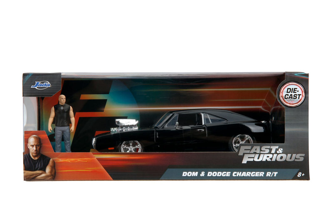 Jada Dom &amp; Dodge Charger avec figurine Noir Fast &amp; Furious