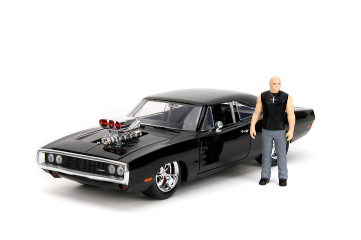 Jada Dom &amp; Dodge Charger avec figurine Noir Fast &amp; Furious