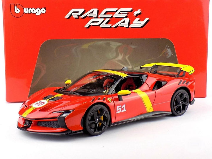 Bburago Ferrari SF90 XX Stradale n° 51 rouge 1:18 Race &amp; Play