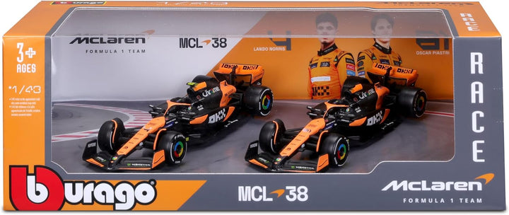 Burago McLaren MCL38 Set Lando Norris &amp; Oscar Piastri Miami GP 2024 1:43