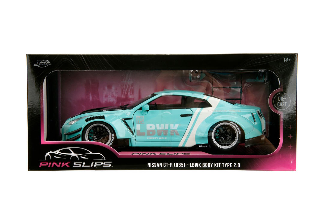 Jada Nissan GT-R (R35) Liberty Walk Body Kit 2.0 SeaFoam Pink Slips