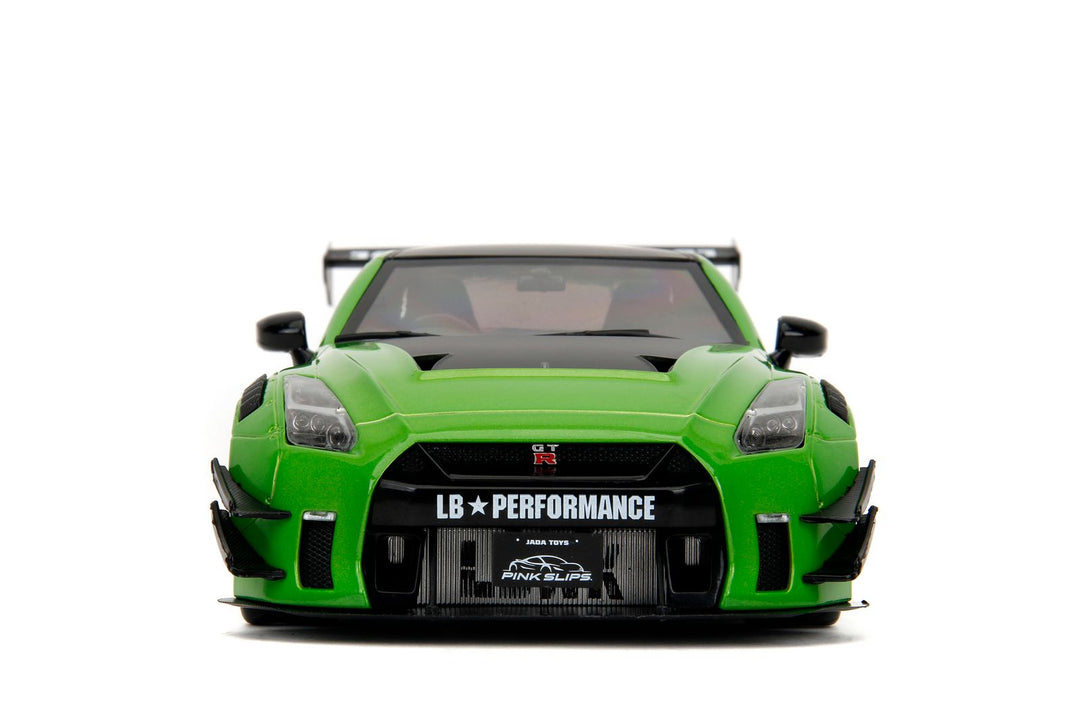 Jada Nissan GT-R R35 Liberty Walk Body Kit Metallic Green / Matte Black Pink Slips