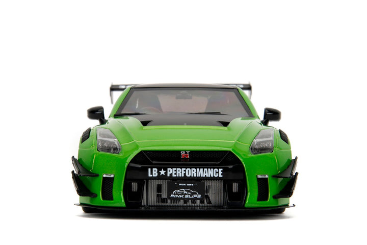 Jada Nissan GT-R R35 Liberty Walk Body Kit Metallic Green / Matte Black Pink Slips