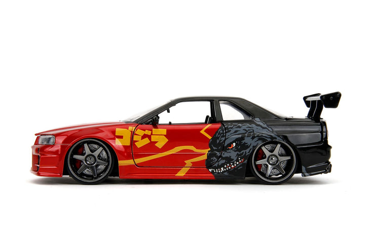 Jada Nissan Skyline GT-R R34 2002 Zwart / Rood Godzilla