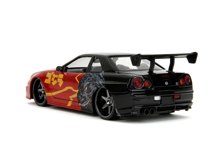 Jada Nissan Skyline GT-R R34 2002 Zwart / Rood Godzilla