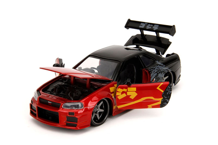Jada Nissan Skyline GT-R R34 2002 Zwart / Rood Godzilla