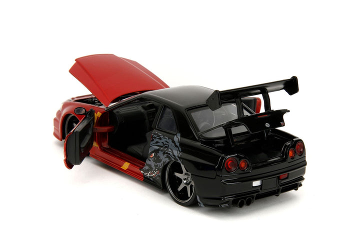Jada Nissan Skyline GT-R R34 2002 Zwart / Rood Godzilla