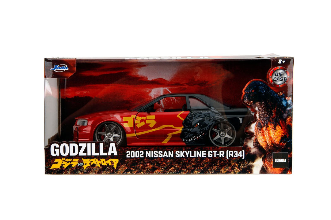 Jada Nissan Skyline GT-R R34 2002 Zwart / Rood Godzilla
