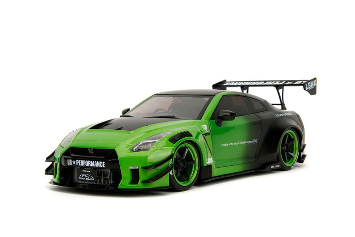 Jada Nissan GT-R R35 Liberty Walk Body Kit Metallic Green / Matte Black Pink Slips