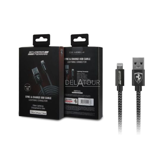Scuderia Ferrari Iphone Charging Cable Black