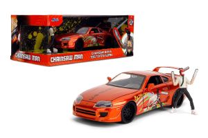 Toyota Supra with Chainsaw Man Figurine