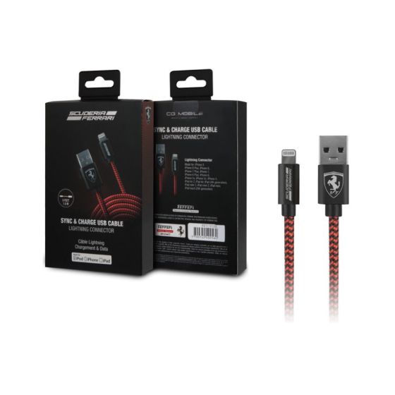 Scuderia Ferrari Iphone Charging Cable Red